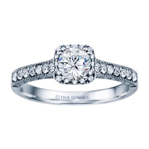 White Round Cut Cushion Halo Diamond Vintage Engagement Ring