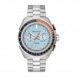 BULOVA 43MM RACER CHRONOGRAPH LIGHT BLUE DIAL/SUBDIALS  WITH ORANGE ACCENTS BLACK/ORANGE BEZEL LINK BRACELET STAINLESS
