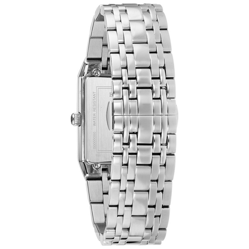 Bulova Gts Rectangular Black 3 Diamond Dial, 7-Row Link Bracelet, Stainless
