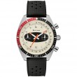 Bulova 40.5Mm Ivory Chronograph Dial Watch, Red/Black Bezel, Black Silicone Strap, Stainless