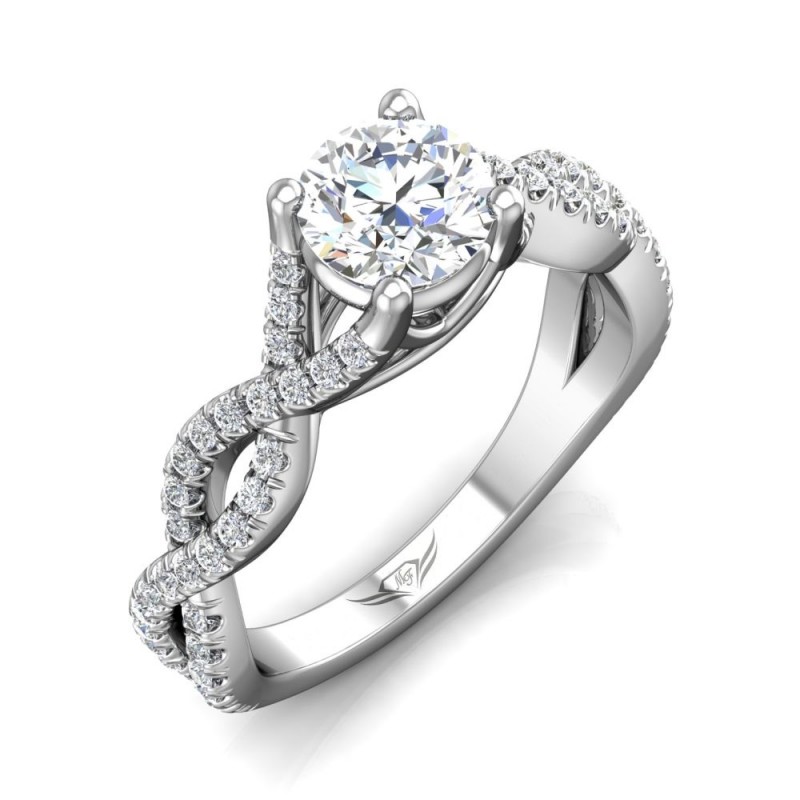 Our Destiny Our Dreams Split Shank 14K White Gold Engagement Ring