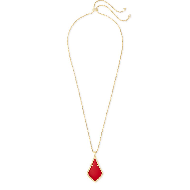 Alex Bright Red Gold Tone Pendant Necklace