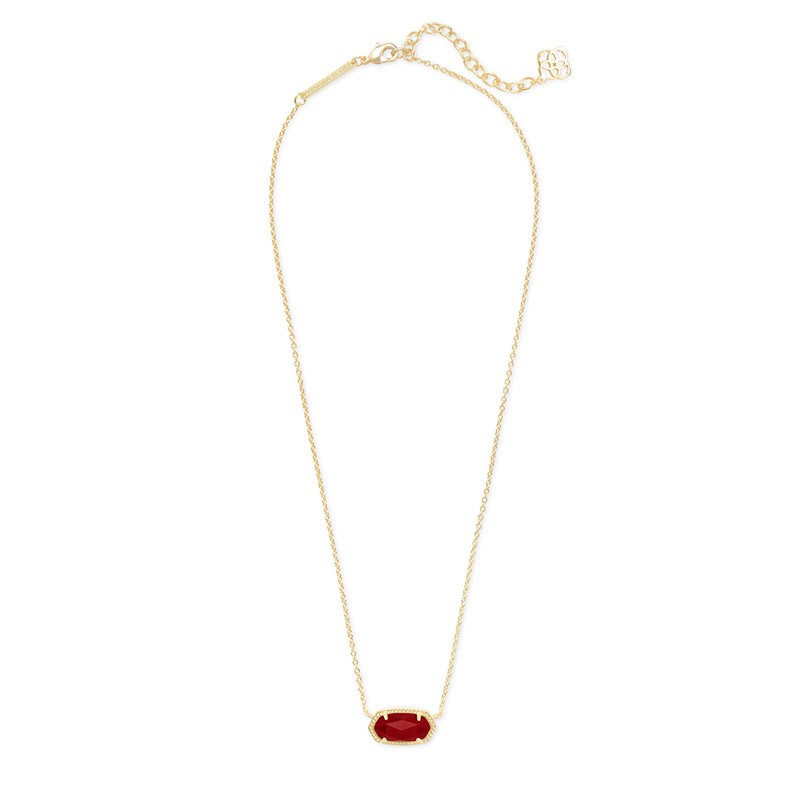 Elisa Dark Red Gold Tone Necklace