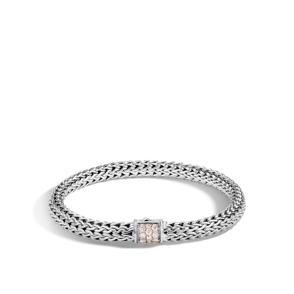 Classic Chain 6.5MM Bracelet in Silver with Diamonds