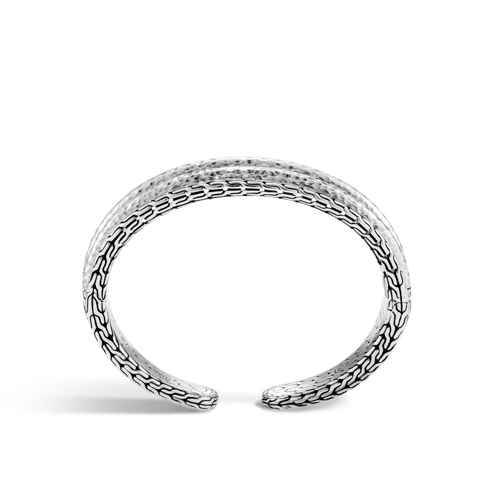 Classic Chain 19MM Cuff in Hammered Silver