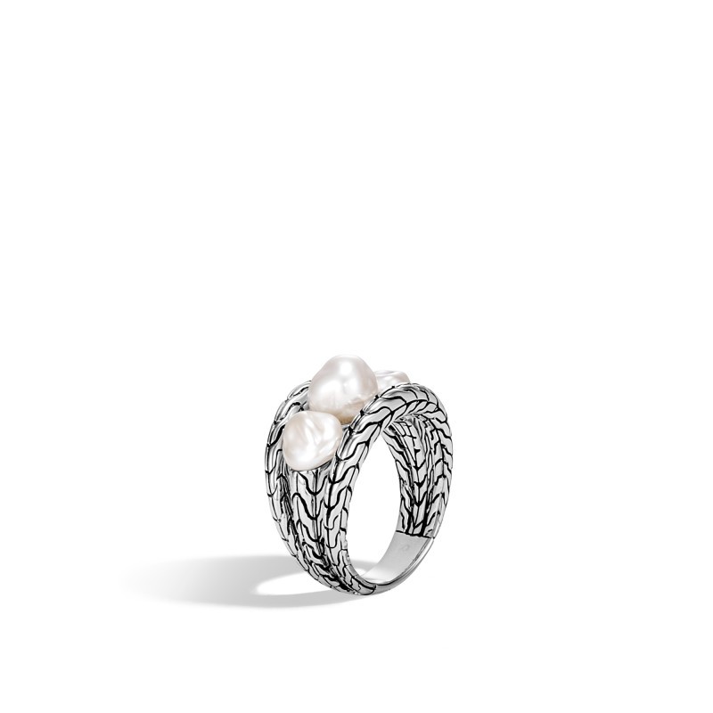 Classic Chain Ring in Silver with Gemstone