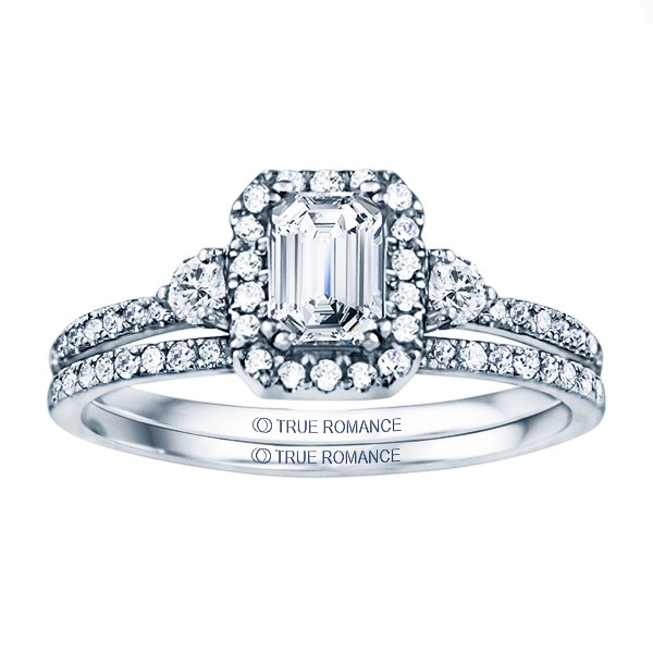 Rm1345e-14k White Gold Emerald Cut Halo Diamond Engagement Ring