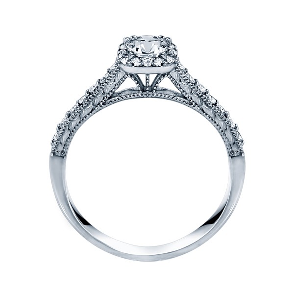 Rm1457 -14k White Round Cut Cushion Halo Diamond Vintage Engagement Ring