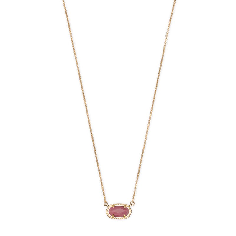 Ember Pink Rhodonite Gold Tone Necklace - 4217717045