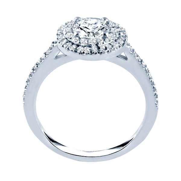 Rm1394-14k White Gold Halo Engagement Ring