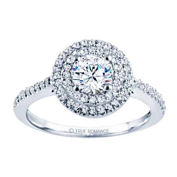 Rm1394-14k White Gold Halo Engagement Ring