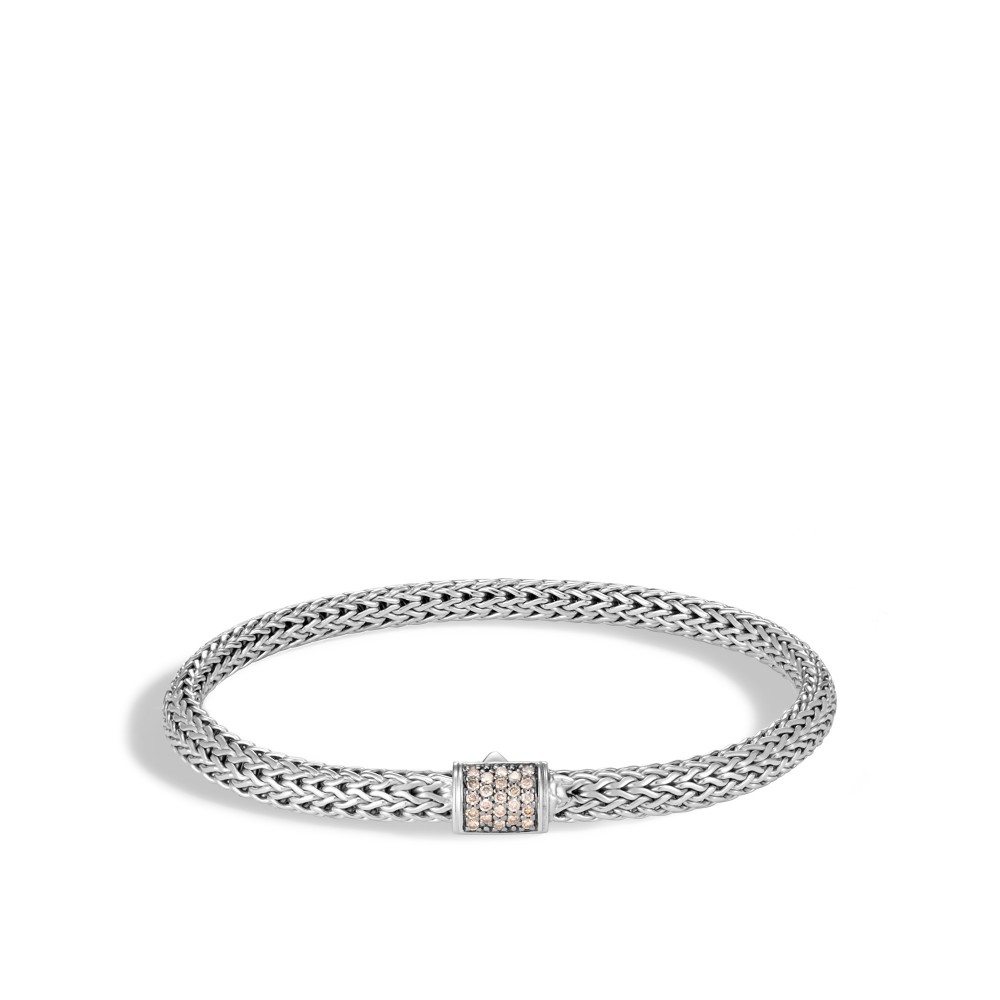 Classic Chain 5MM Bracelet in Silver with Diamonds