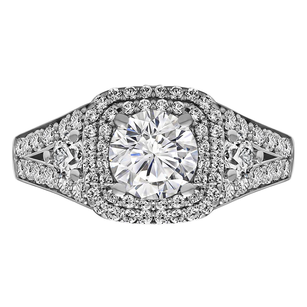 Cushion Cut Halo Diamond Vintage Engagement Ring