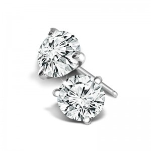 IDEAL ESSENTIALS .25CTW DIAMOND SOLITAIRE 3-PRONG STUD EARRINGS CONTAINING: 2 ROUND HEARTS & ARROWS DIAMONDS G VS-SI 14KW