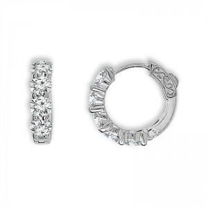 IDEAL ESSENTIALS 1.00CTW HUGGIE HOOP EARRINGS CONTAINING: 10 ROUND HEARTS & ARROWS IDEAL CUT DIAMONDS G VS-SI 14KW