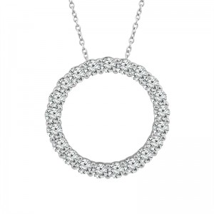 IDEAL ESSENTIALS 1.50CTW DIAMOND CIRCLE PENDANT/CHAIN CONTAINING: 21 ROUND HEARTS & ARROWS IDEAL CUT DIAMONDS G VS-SI 14KW CHAIN INCLUDED