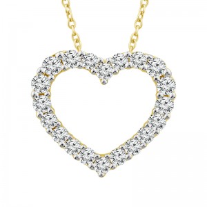 IDEAL ESSENTIALS 1/2CTW DIAMOND HEART PENDANT/CHAIN CONTAINING: 20 ROUND HEARTS & ARROWS IDEAL CUT DIAMONDS G VS-SI 14KY CHAIN INCLUDED