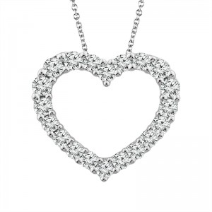 IDEAL ESSENTIALS 1.00CTW DIAMOND HEART PENDANT/CHAIN CONTAINING: 20 ROUND HEARTS & ARROWS IDEAL CUT  DIAMONDS G VS-SI 14KW CHAIN INCLUDED