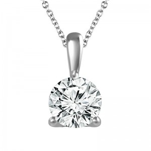 IDEAL ESSENTIALS .25CT ROUND HEARTS & ARROWS IDEAL CUT DIAMOND SOLITAIRE 3-PRONG PENDANT/CHAIN G VS-SI 14KW