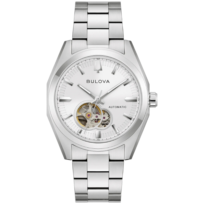 BULOVA SURVEYOR 39MM ROUND WHITE DIAL WATCH LINK BRACELET STAINLESS STEEL