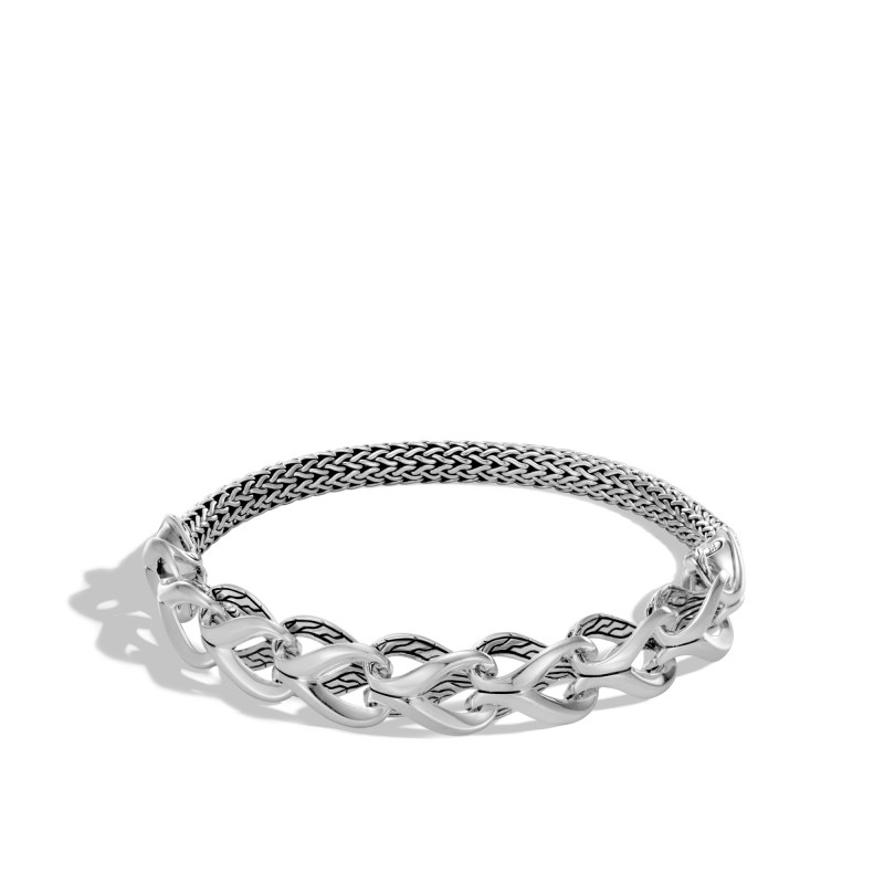 Asli Classic Chain 9.5Mm Silver Half Link Bracelet, Sz M