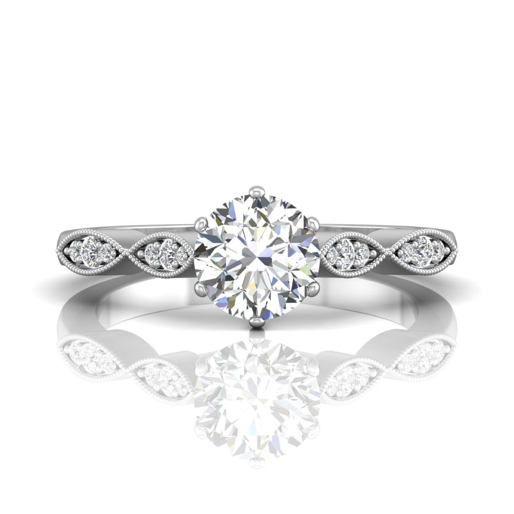 Our Destiny Our Dreams Micropave 14K White Gold Engagement Ring