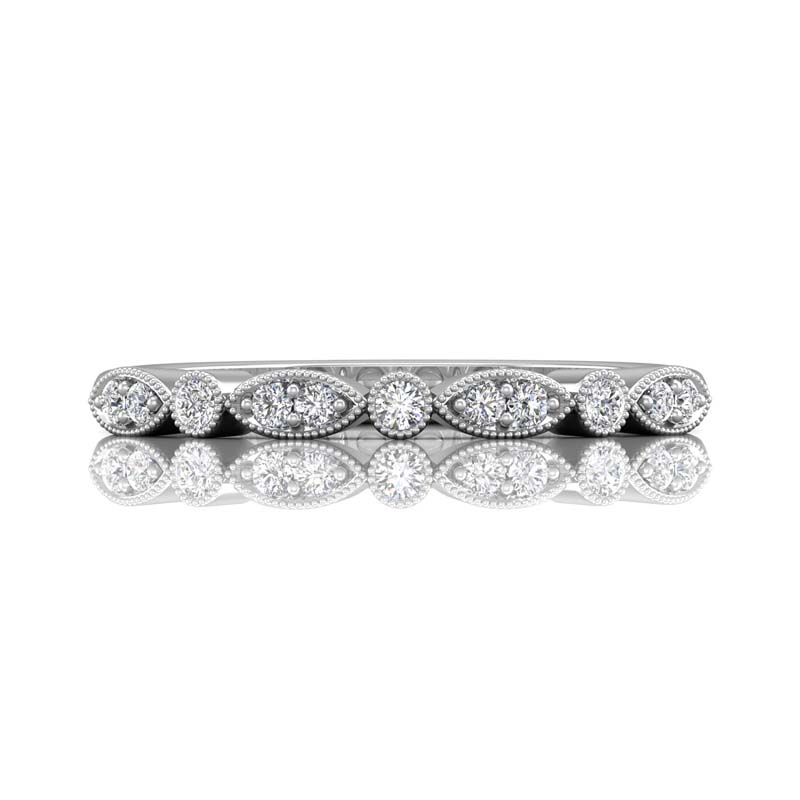 Our Destiny Our Dreams Micropave Bead Set 14K White Gold Wedding Band