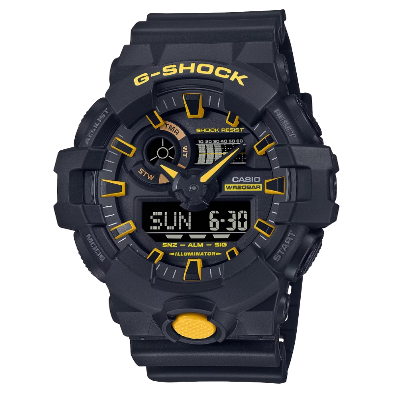 CASIO G-SHOCK ANALOGUE/DIGITAL BLACK/YELLOW RESIN WATCH