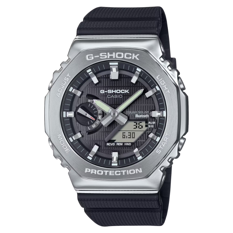 CASIO G-SHOCK ANALOGUE/DIGITAL SOLAR BLACK DIAL WATCH; BLACK RESIN