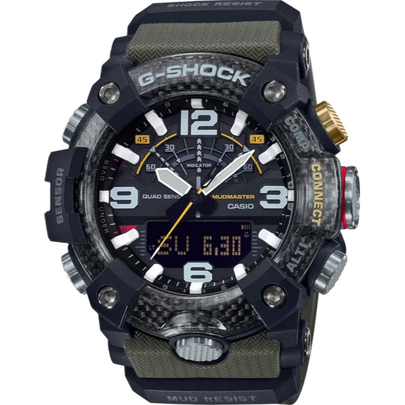 CASIO G-SHOCK MUDMASTER ANALOGUE/DIGITAL GREEN RESIN WATCH