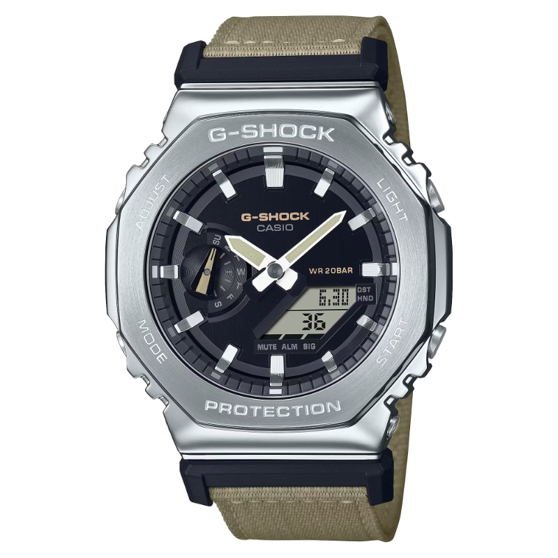 CASIO G-SHOCK ANALOGUE/DIGITAL KHAKI CLOTH WATCH