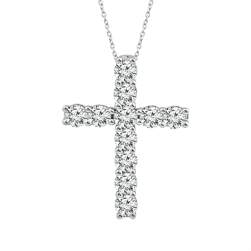 IDEAL ESSENTIALS 1.00CTW DIAMOND CROSS PENDANT/CHAIN CONTAINING: 11 ROUND HEARTS & ARROWS IDEAL CUT DIAMONDS G VS-SI 14KW CHAIN INCLUDED