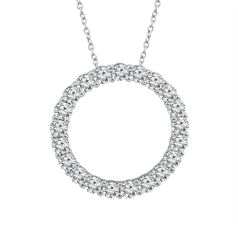 IDEAL ESSENTIALS 1.50CTW DIAMOND CIRCLE PENDANT/CHAIN CONTAINING: 21 ROUND HEARTS & ARROWS IDEAL CUT DIAMONDS G VS-SI 14KW CHAIN INCLUDED