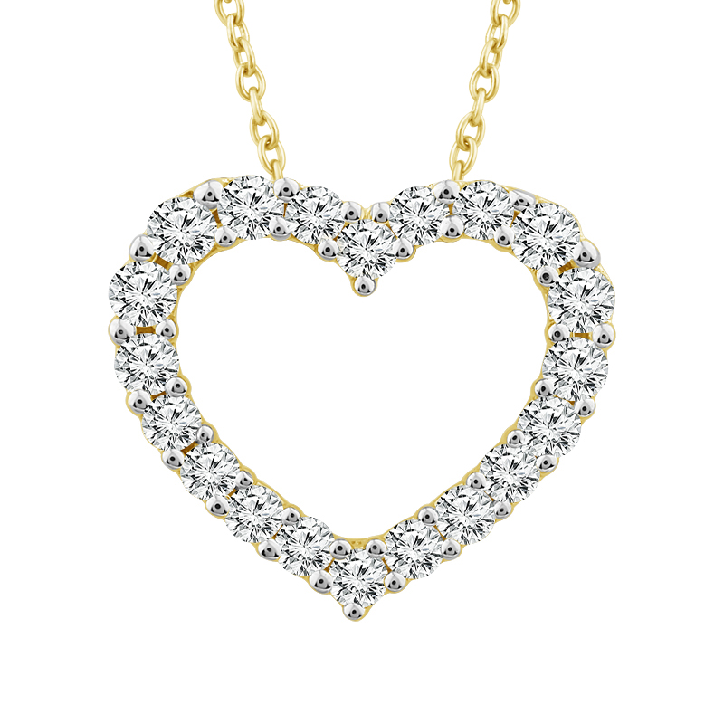 IDEAL ESSENTIALS 1/2CTW DIAMOND HEART PENDANT/CHAIN CONTAINING: 20 ROUND HEARTS & ARROWS IDEAL CUT DIAMONDS G VS-SI 14KY CHAIN INCLUDED