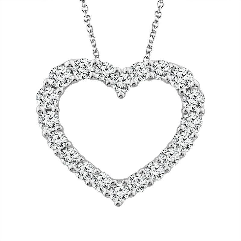 IDEAL ESSENTIALS 1.00CTW DIAMOND HEART PENDANT/CHAIN CONTAINING: 20 ROUND HEARTS & ARROWS IDEAL CUT  DIAMONDS G VS-SI 14KW CHAIN INCLUDED