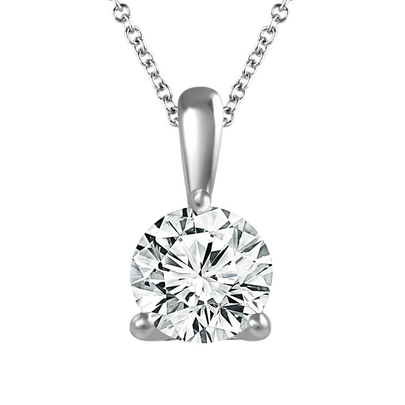 IDEAL ESSENTIALS 1/2CT ROUND HEARTS & ARROWS IDEAL CUT DIAMOND SOLITAIRE 3-PRONG PENDANT/CHAIN G VS-SI 14KW CHAIN INCLUDED