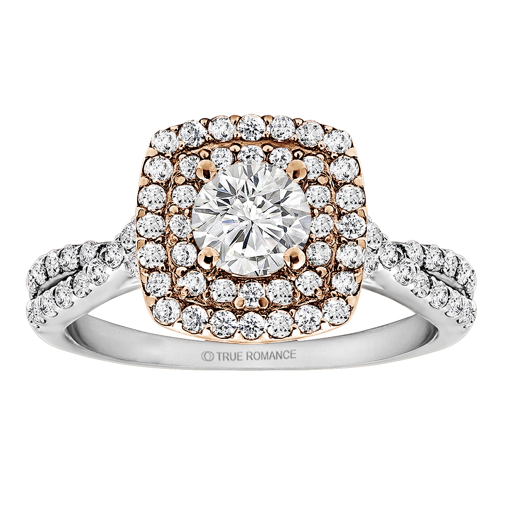 Round Cut Diamond Double Halo Infinity Engagement Ring