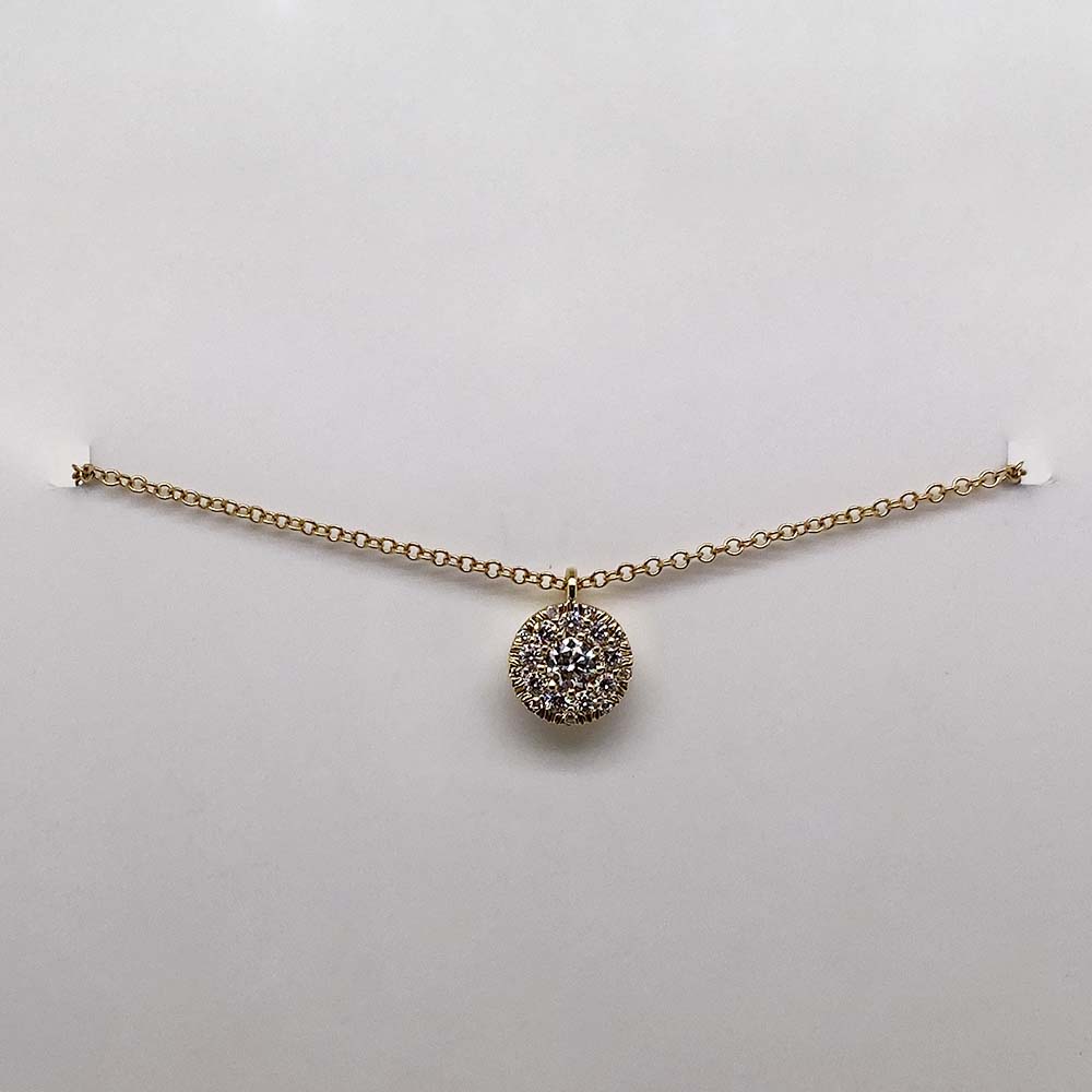 .23CTW CLUSTER NECKLACE 19RD DIAMONDS 14K Y/G