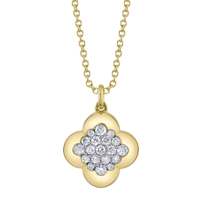 .29CTW DIAMOND PAVE CLOVER PENDANT/CHAIN CONTAINING: 19 ROUND DIAMONDS; 14KY CHAIN INCLUDED