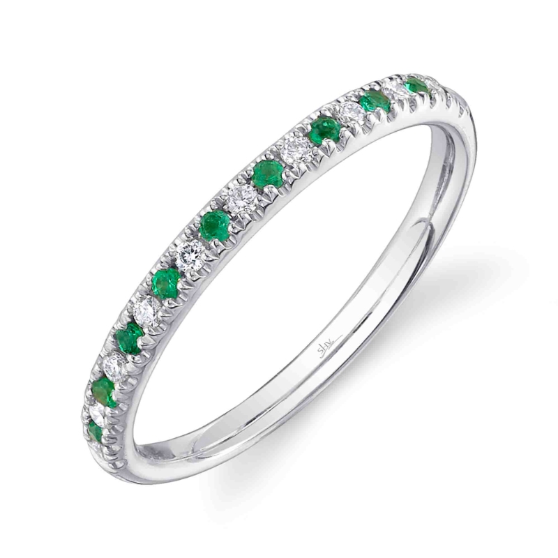 .20TGW 10 ROUND EMERALD + 10 ROUND DIAMOND ANNIVERSARY BAND 14KW