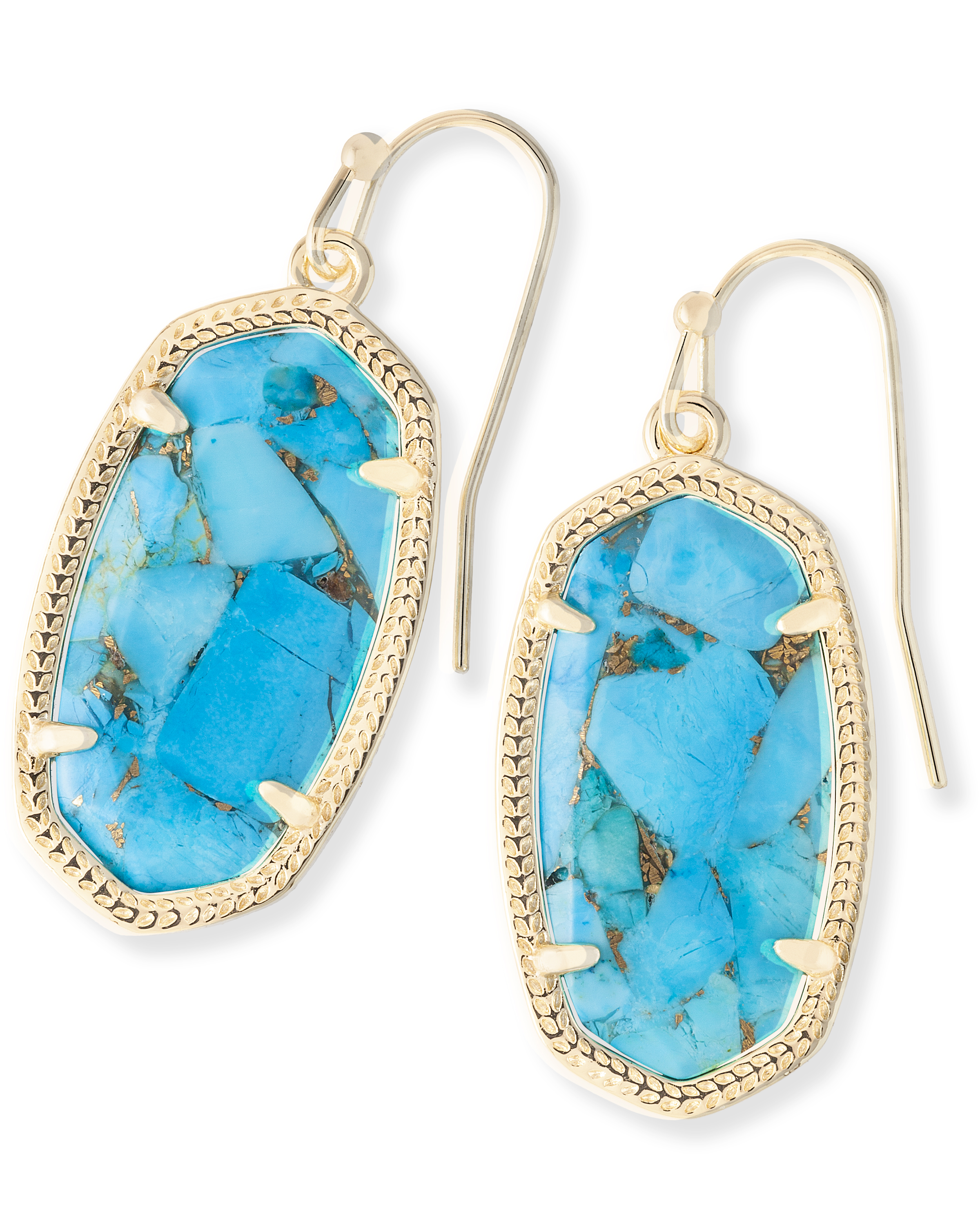 Dani Bronze Veined Turquoise Gold Tone Earrings 4217715995