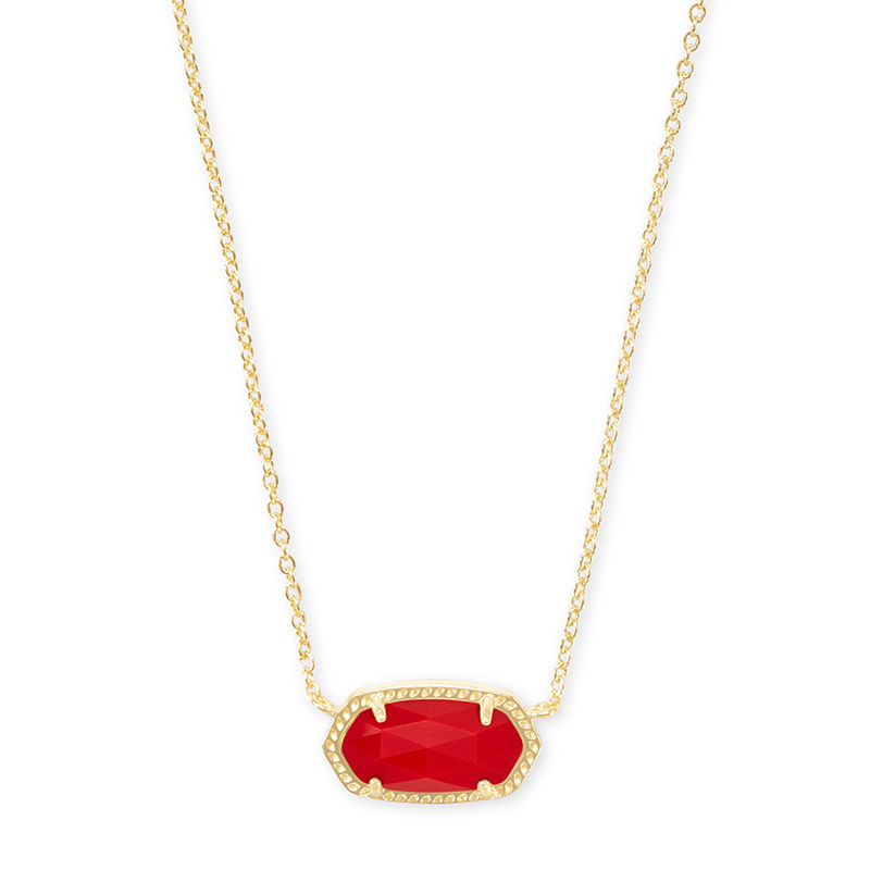 Elisa Bright Red Gold Tone Necklace