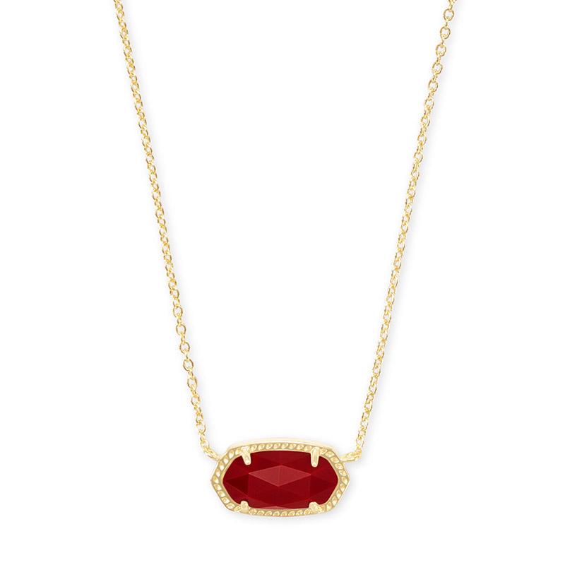 Elisa Dark Red Gold Tone Necklace