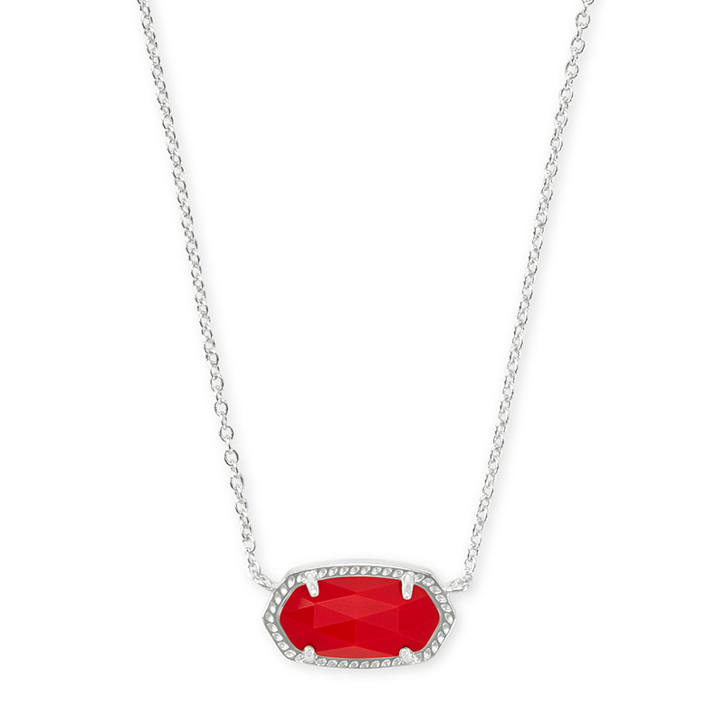 Elisa Bright Red Glass Rhodium Necklace