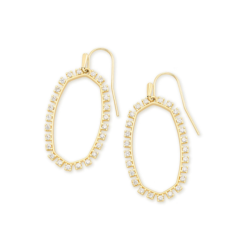 Elle White Cz Gold Tone Earrings