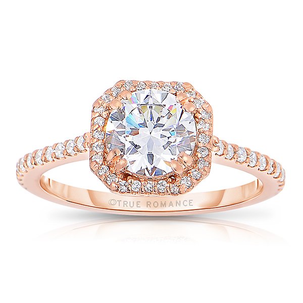 Rm1309rs-14k Rose Gold Round Cut Halo Diamond Engagement Ring